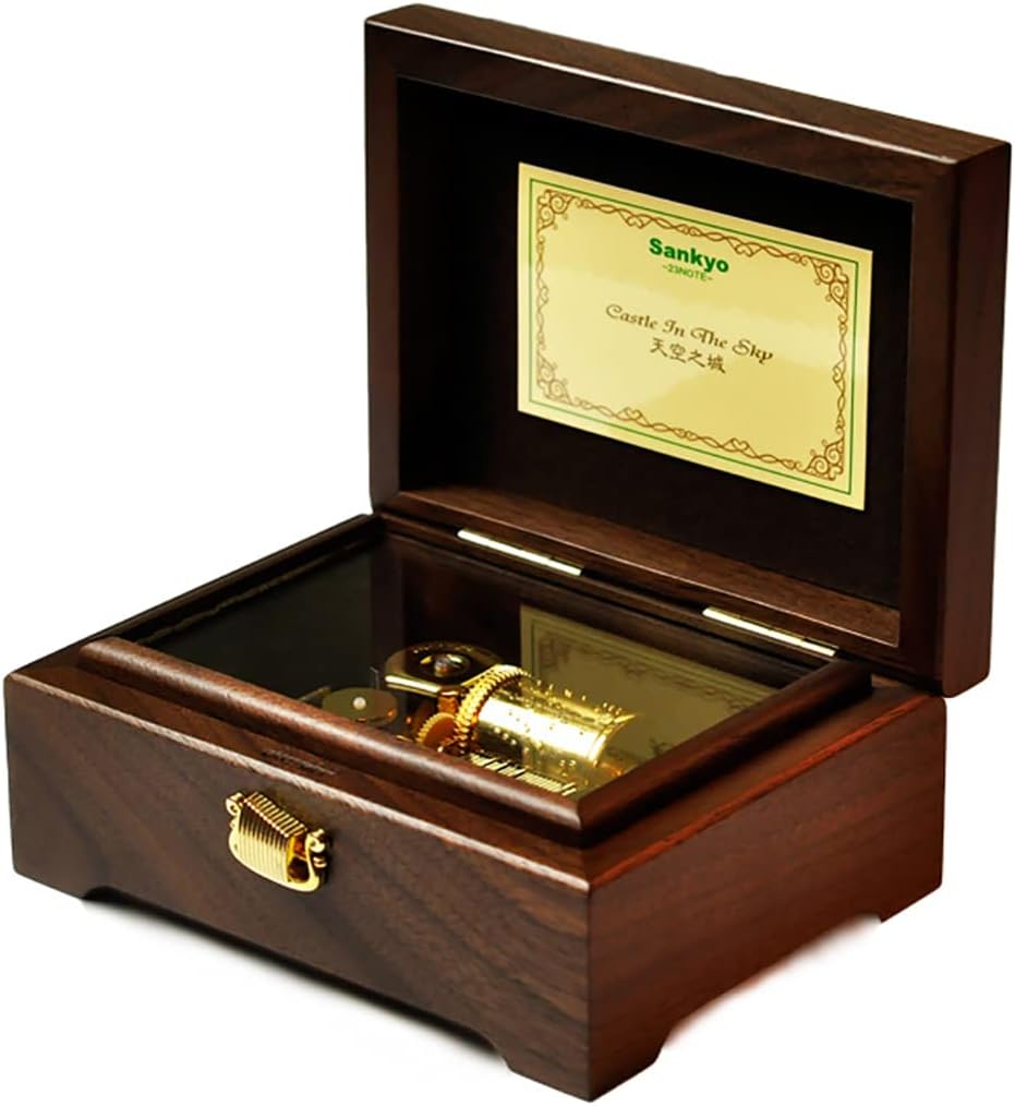 Castle in The Sky (Carrying You) 23 Tones SANKYO Walnut Wooden Clockwork Music Box
