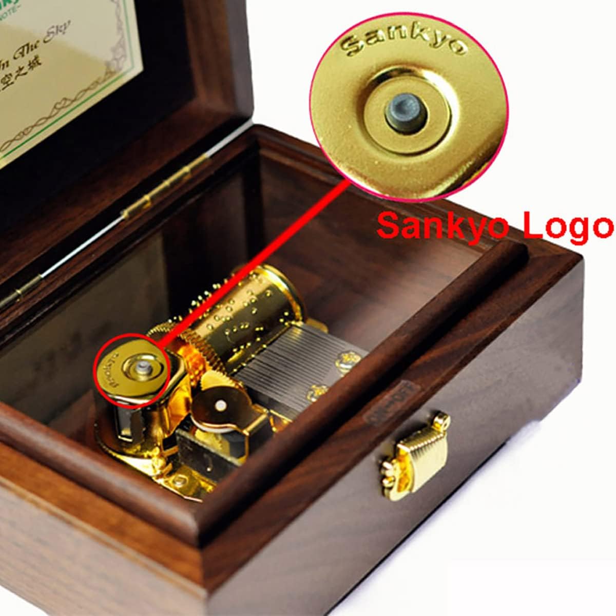 Castle in The Sky (Carrying You) 23 Tones SANKYO Walnut Wooden Clockwork Music Box