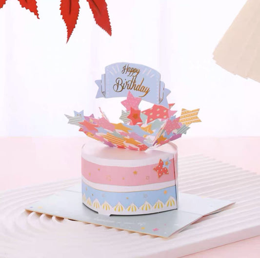 Cake With Pop Up Fireworks 3D Birthday Card