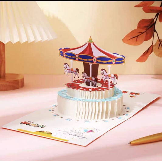 Fascinating Carousel Birthday Pop Up Birthday Card
